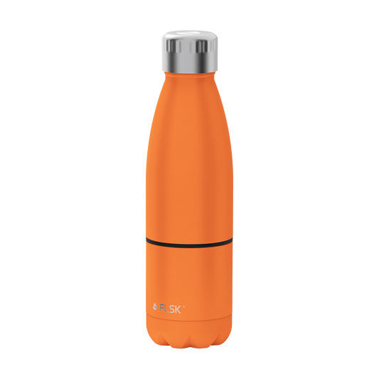FLSK Trinkflasche mit Becher aus Edelstahl trail orange