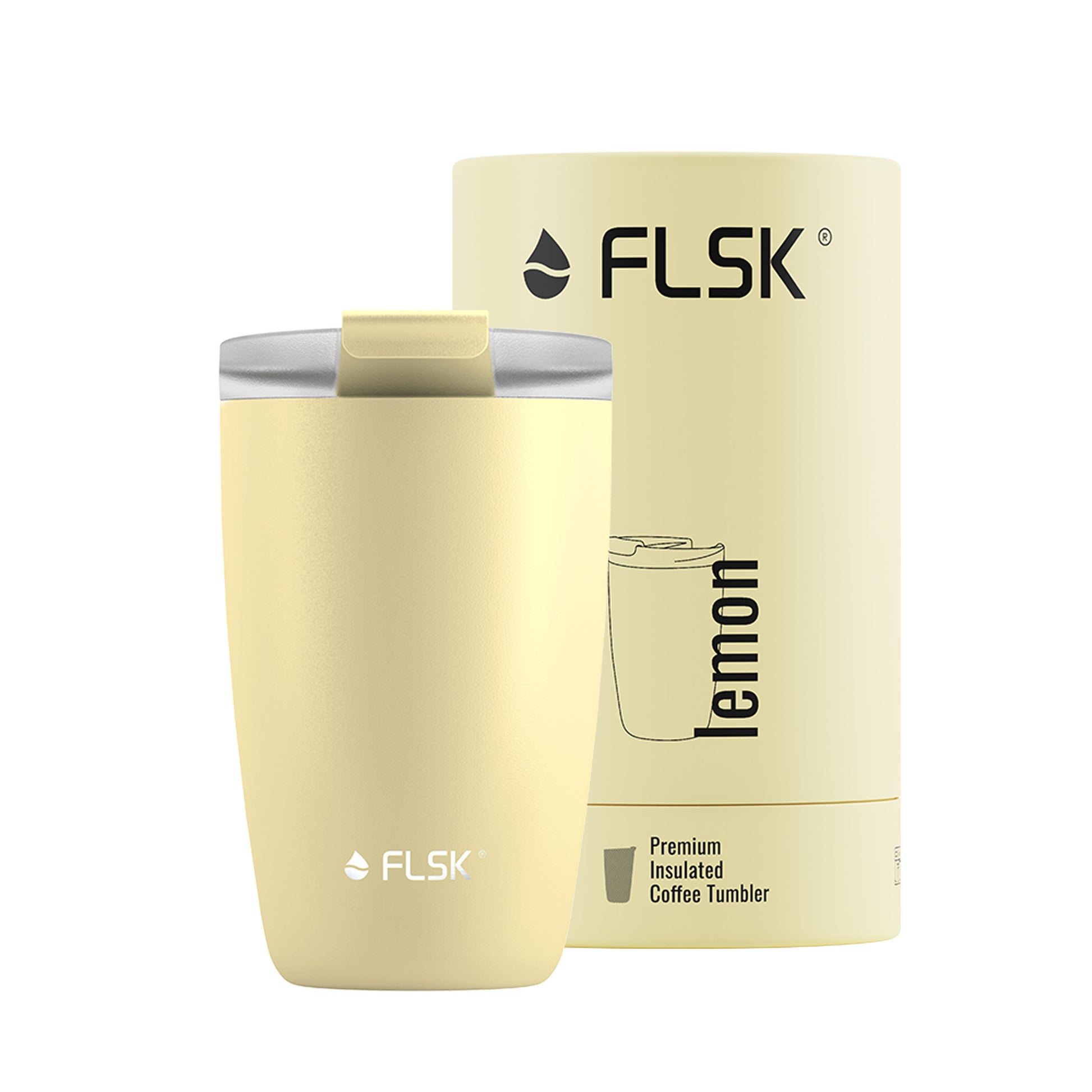 FLSK Kaffeebecher aus Edelstahl lemon 350 ml