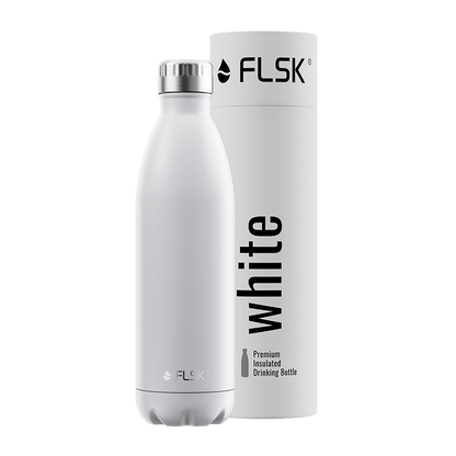 FLSK Trinkflasche 750 ml white aus Edelstahl mit Verpackung