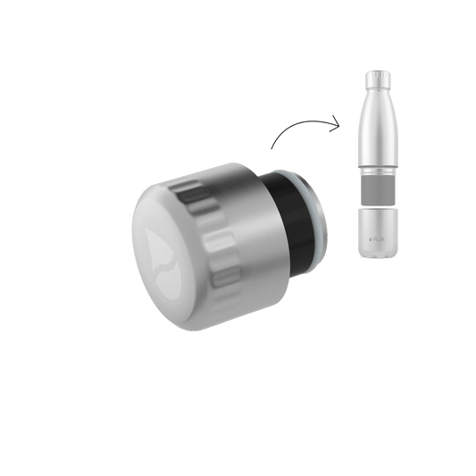 FLSK drinking bottle with cup replacement lid