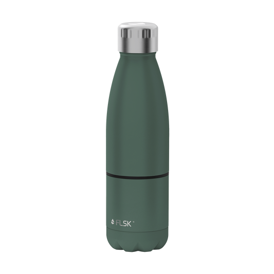 FLSK Trinkflasche mit Becher aus Edelstahl ridge green