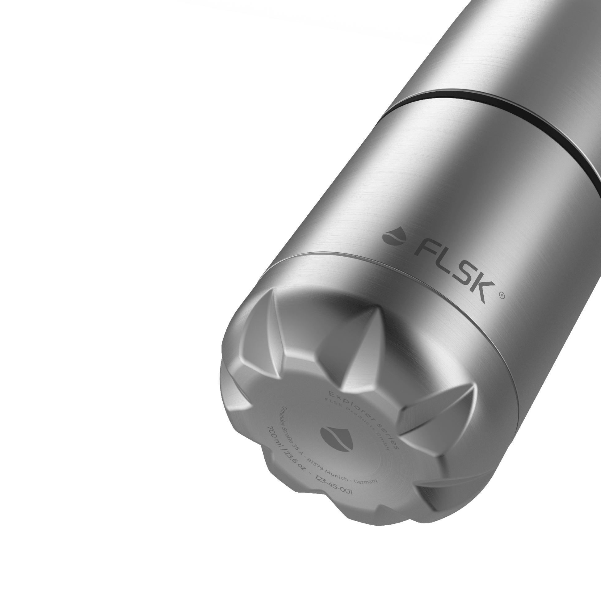 FLSK Trinkflasche mit Becher aus Edelstahl stainless