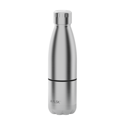 FLSK Trinkflasche mit Becher aus Edelstahl stainless