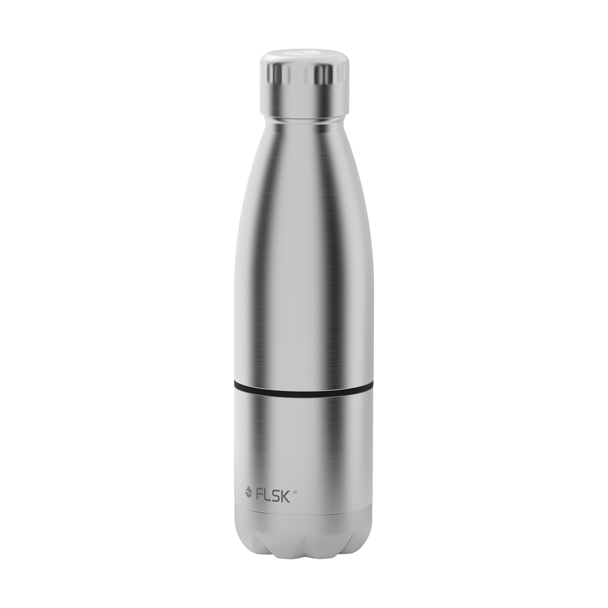 FLSK Trinkflasche mit Becher aus Edelstahl stainless
