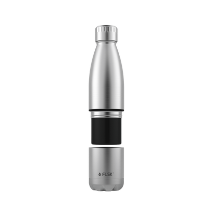 FLSK Trinkflasche mit Becher aus Edelstahl stainless