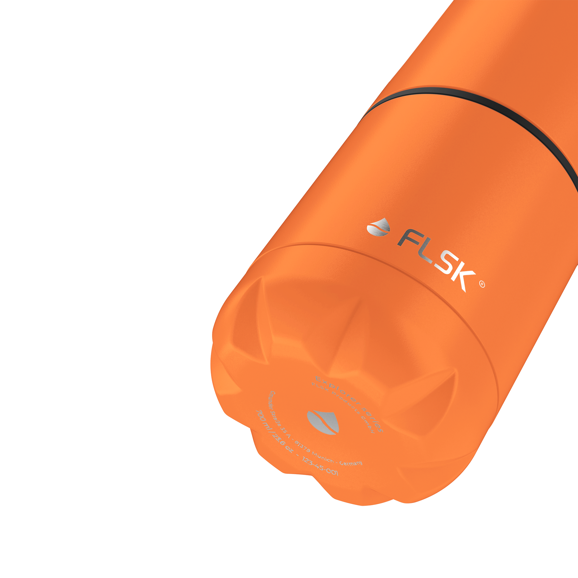 FLSK Trinkflasche mit Becher aus Edelstahl trail orange