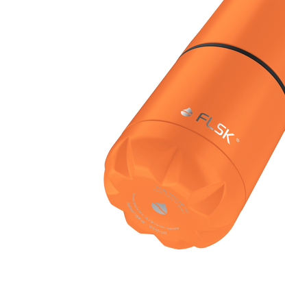 FLSK Trinkflasche mit Becher aus Edelstahl trail orange
