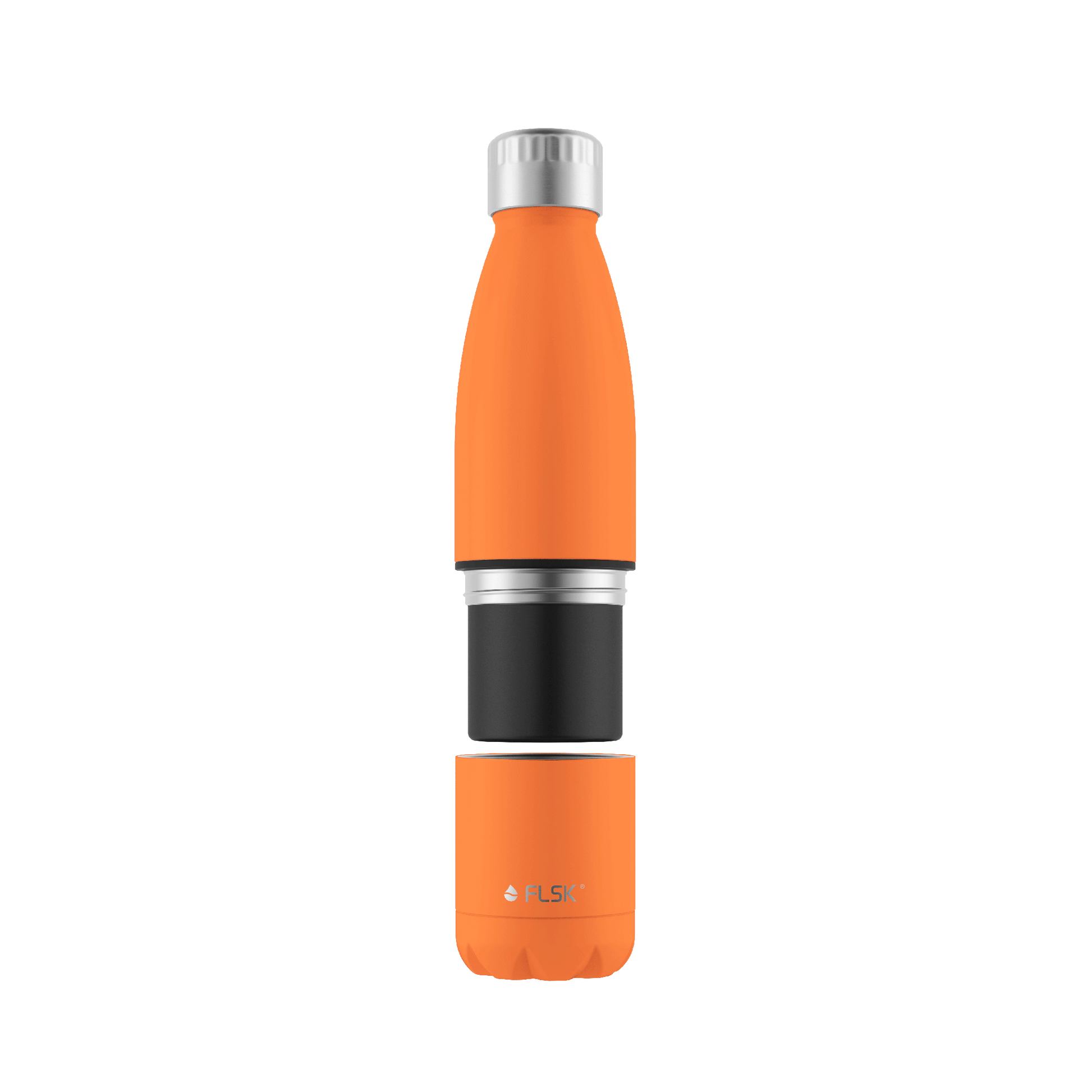 FLSK Trinkflasche mit Becher aus Edelstahl trail orange