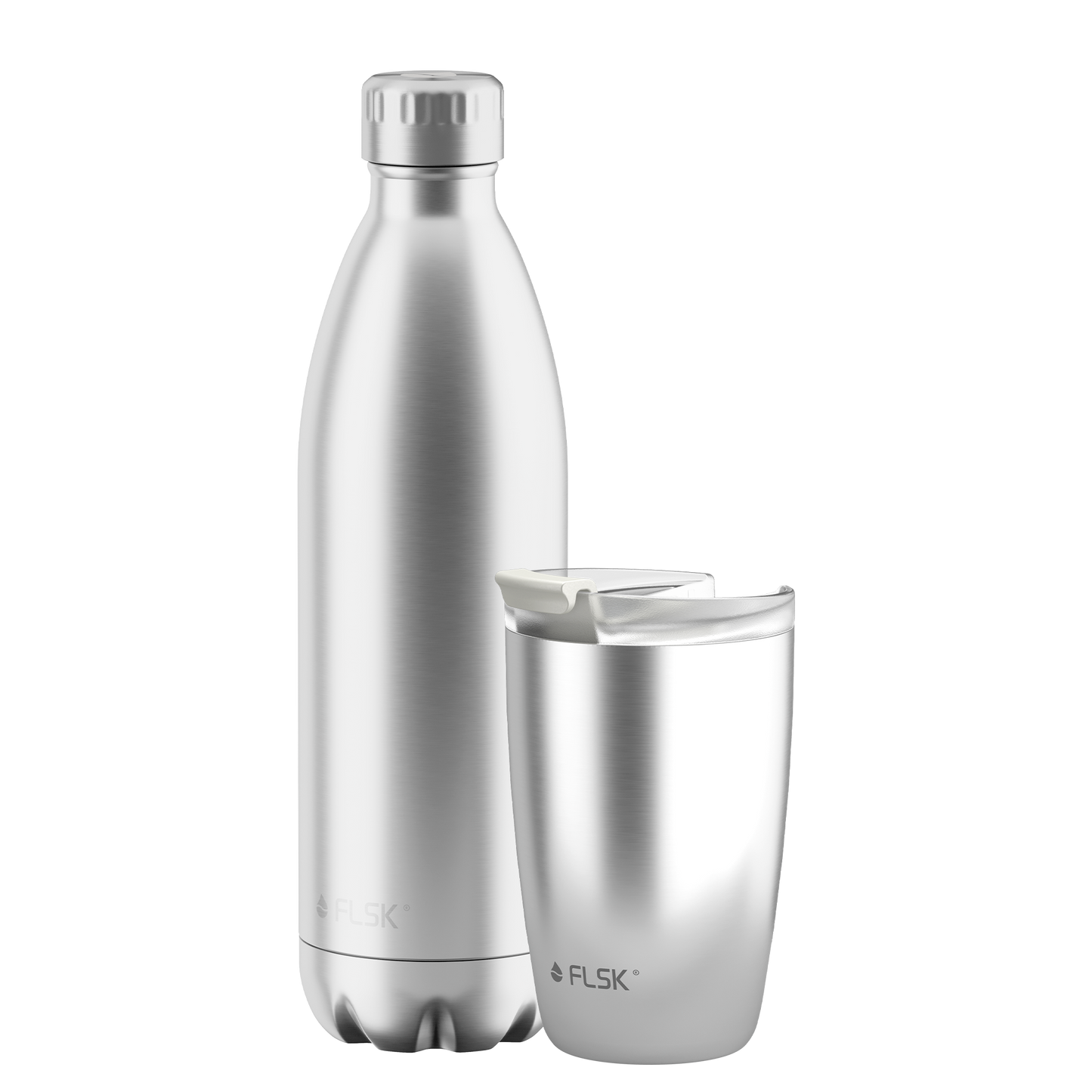 FLSK Bundle drinking bottle and coffee mug made of stainless steel