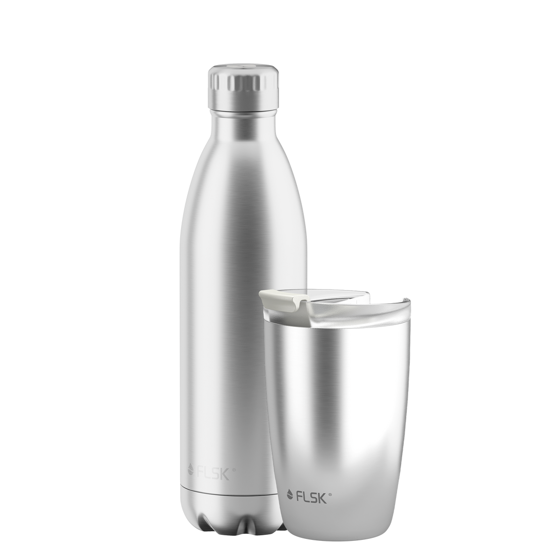 FLSK Bundle drinking bottle and coffee mug made of stainless steel