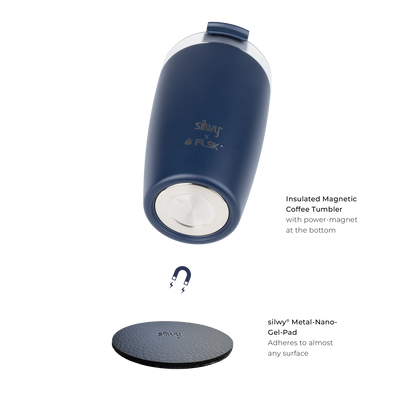 FLSK x silwy magnetischer Kaffeebecher aus Edelstahl midnight