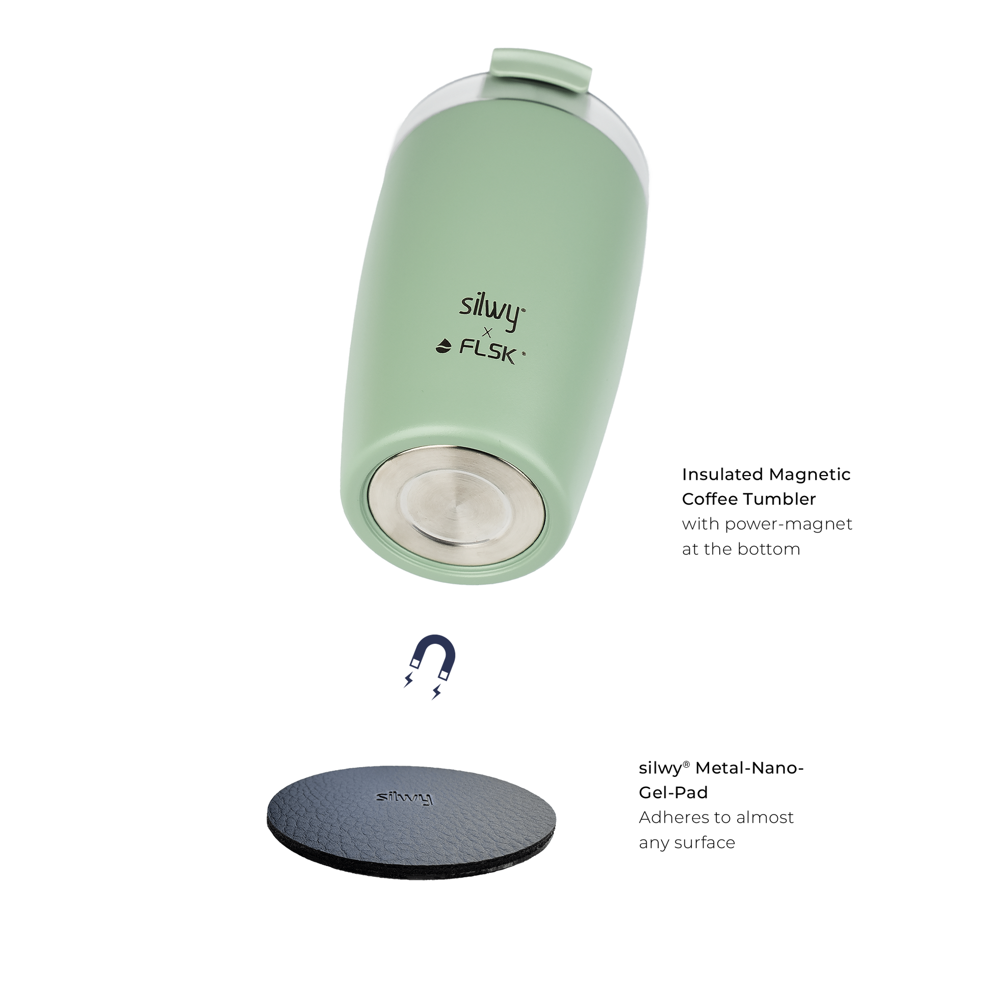 FLSK x silwy magnetischer Kaffeebecher aus Edelstahl sage